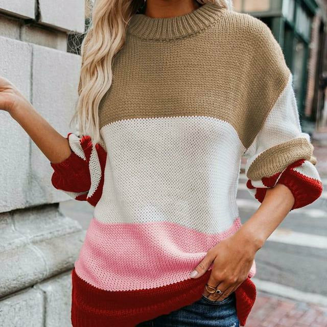 Krohn-e | Gestreifter Strickpullover mit Doppelt Naht