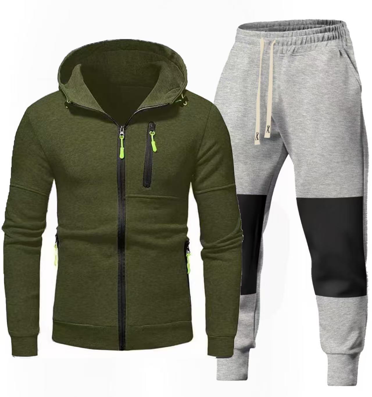 Herren Sportliches Hoodie- und Jogginghose-Set mit Funktionalen Reißverschlusstaschen Krohn-e