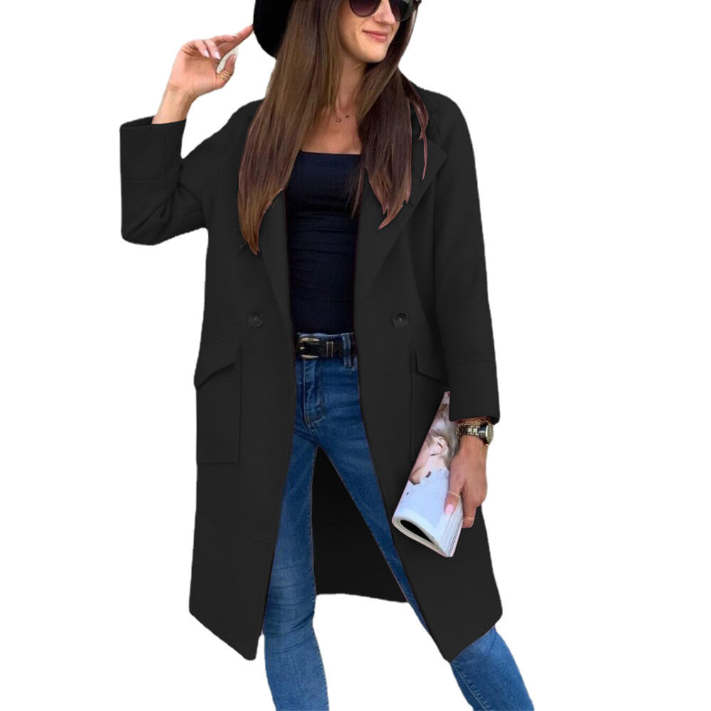Damen lässiger Oversized-Mantel mit modernen Taschen und elegantem Revers Krohn-e