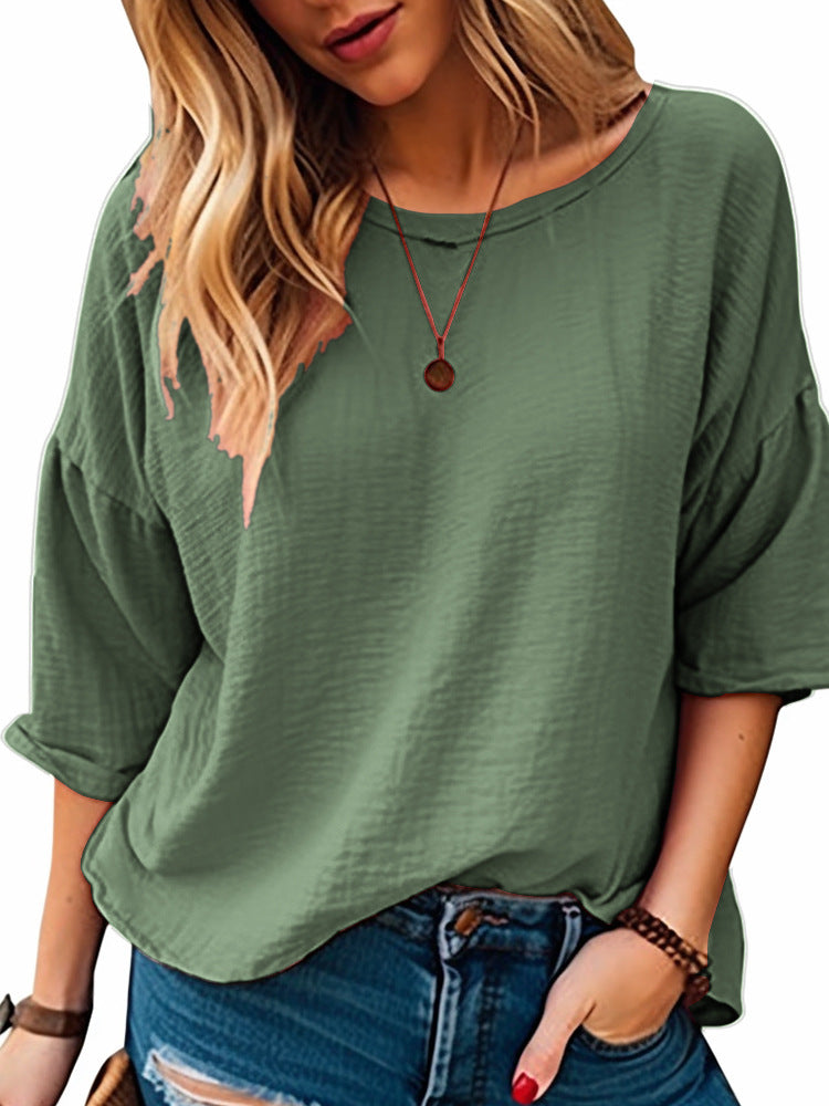 Damen lässiges Oversize-Shirt mit weitem Rundhalsausschnitt Krohn-e