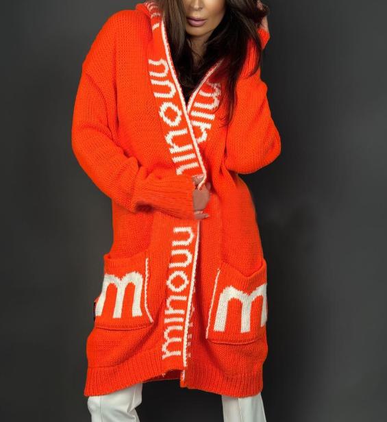 Damen Strickjacke mit logodruck und tiefen Taschen Krohn-e