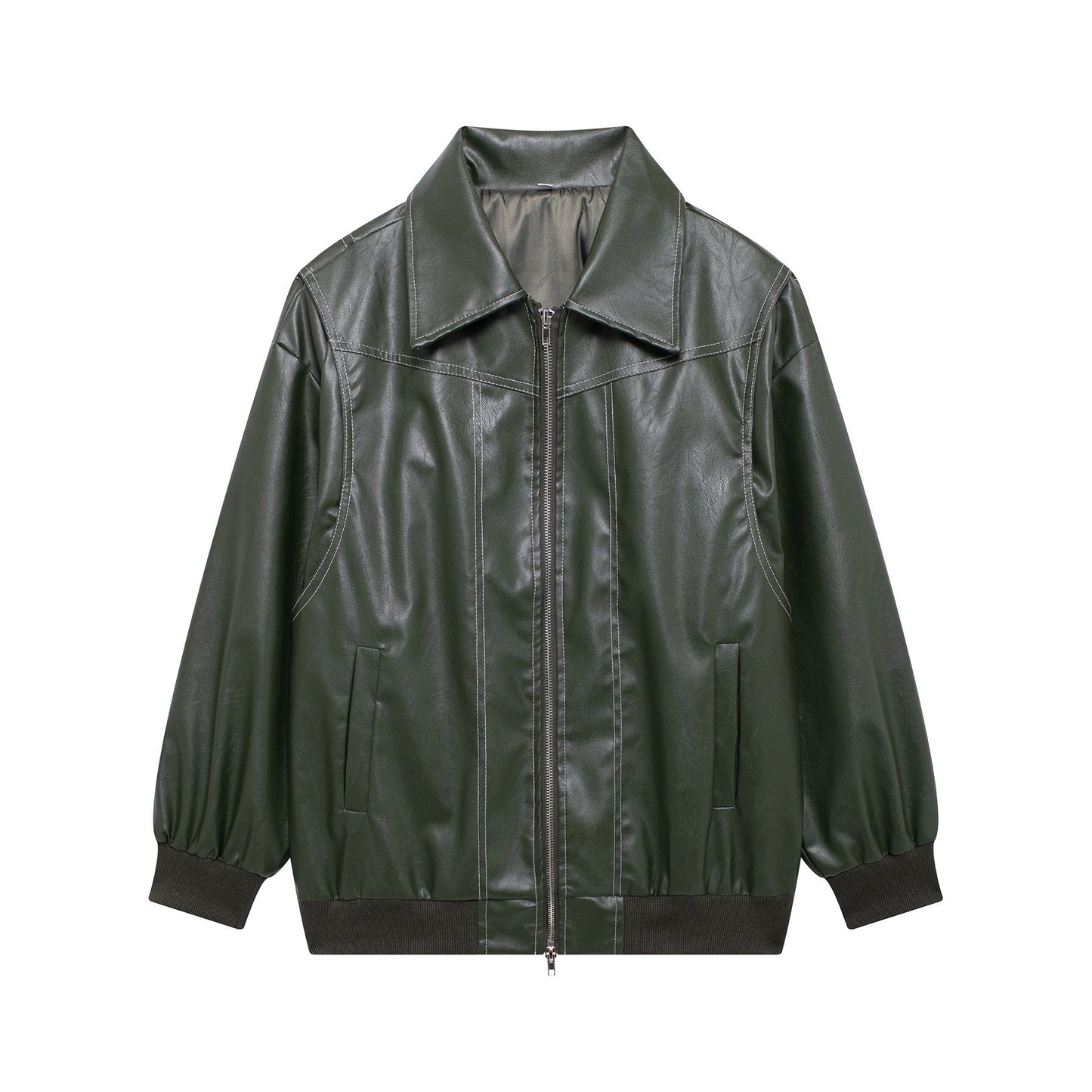 Damen Kunstlederjacke mit lässigem Schnitt und elastischem Saum Krohn-e