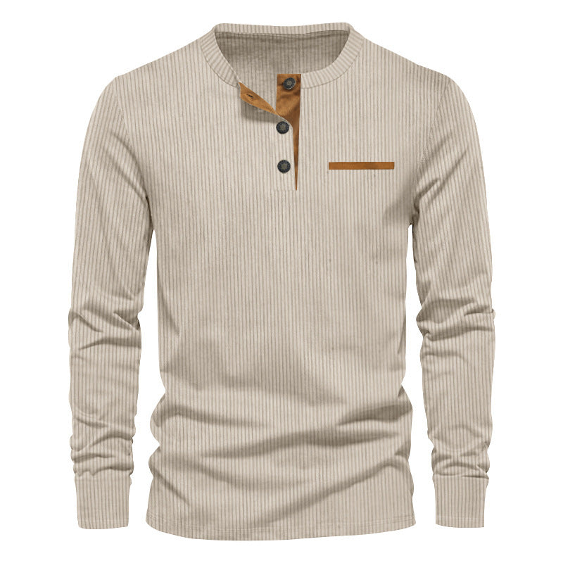 Herren Langarmshirt mit strukturiertem Design und praktischen Knopfdetails Krohn-e