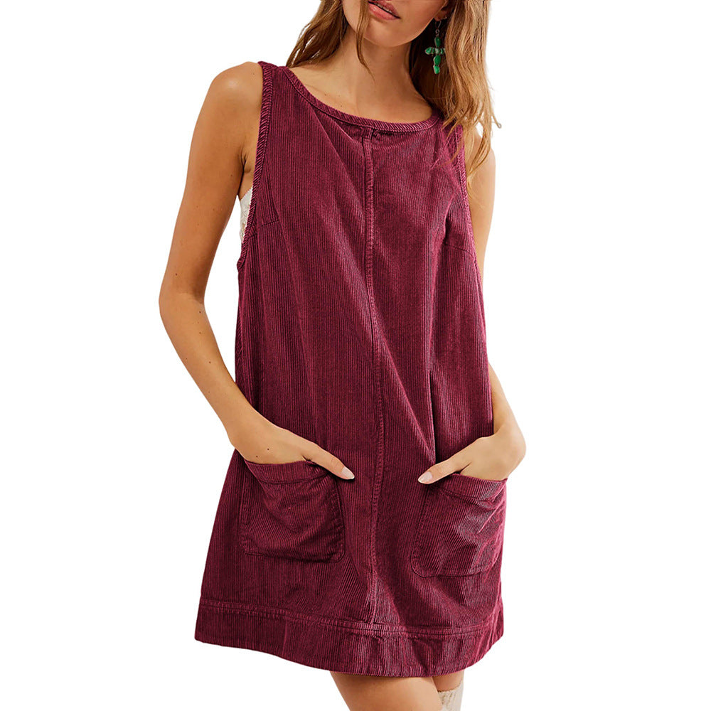 Damen lässiges Jerseykleid mit Taschen und Rundhalsausschnitt Krohn-e