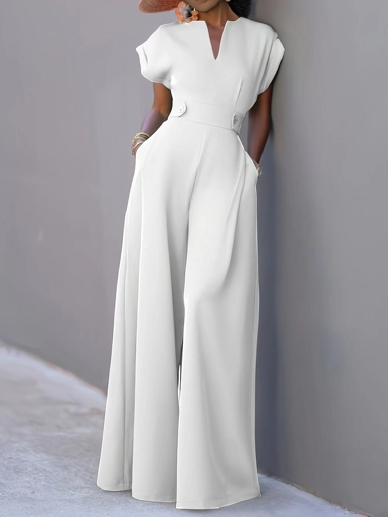 Damen eleganter Jumpsuit mit weitem Bein und praktischen Taschen Krohn-e