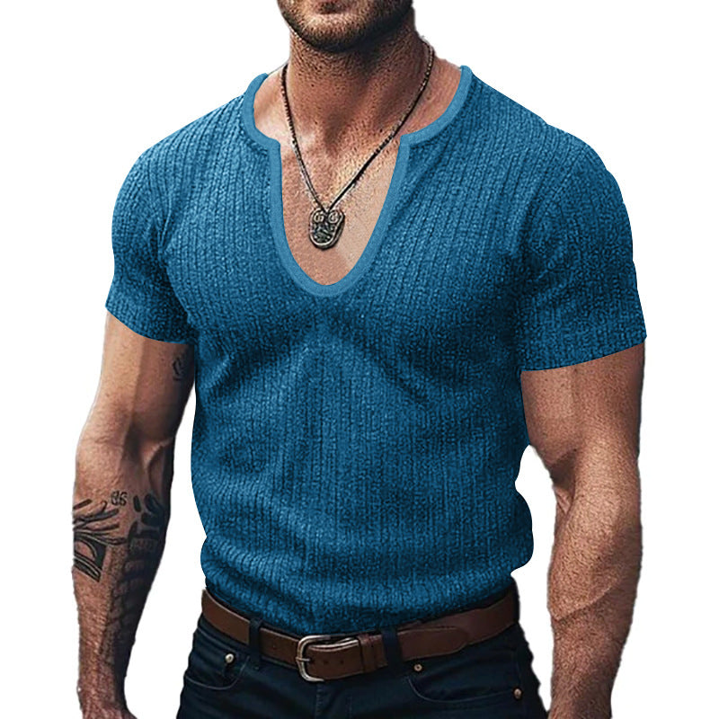 Herren Ribbed V-Ausschnitt T-Shirt Krohn-e