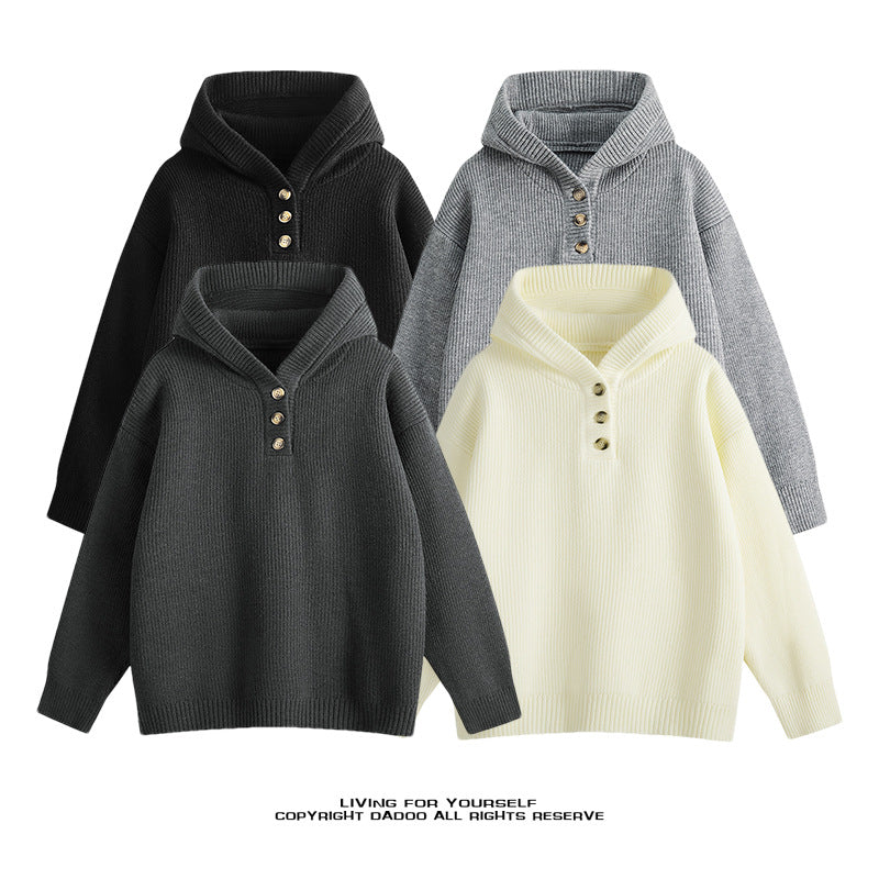 Damen Hochwertiger Strickpullover mit Stehkragen und Knopfdetails Krohn-e