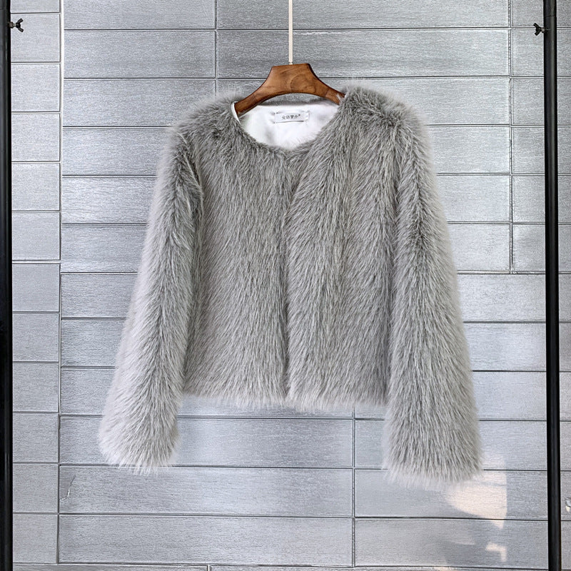 Damen Flauschige Kurzjacke aus hochwertigem Kunstfell mit eleganten Ärmeln Krohn-e