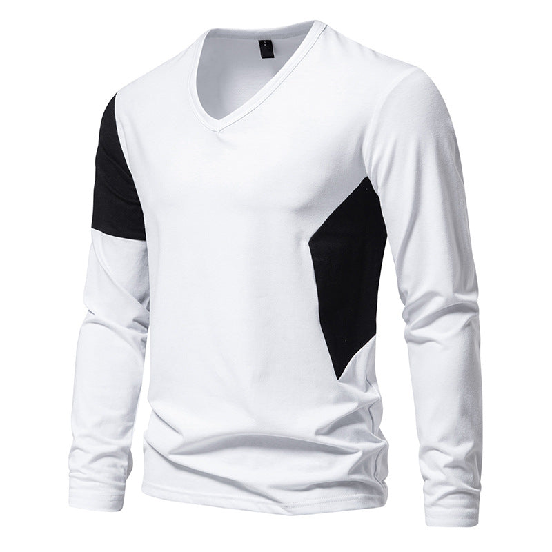 Herren Langarmshirt mit modernem V-Ausschnitt und farblich abgesetzten Ärmeln Krohn-e