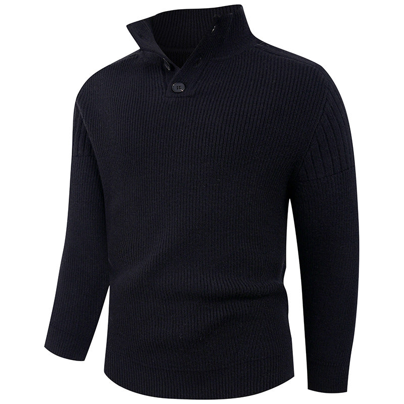 Herren Strickpullover mit hohem Kragen und Knopfdetails Krohn-e