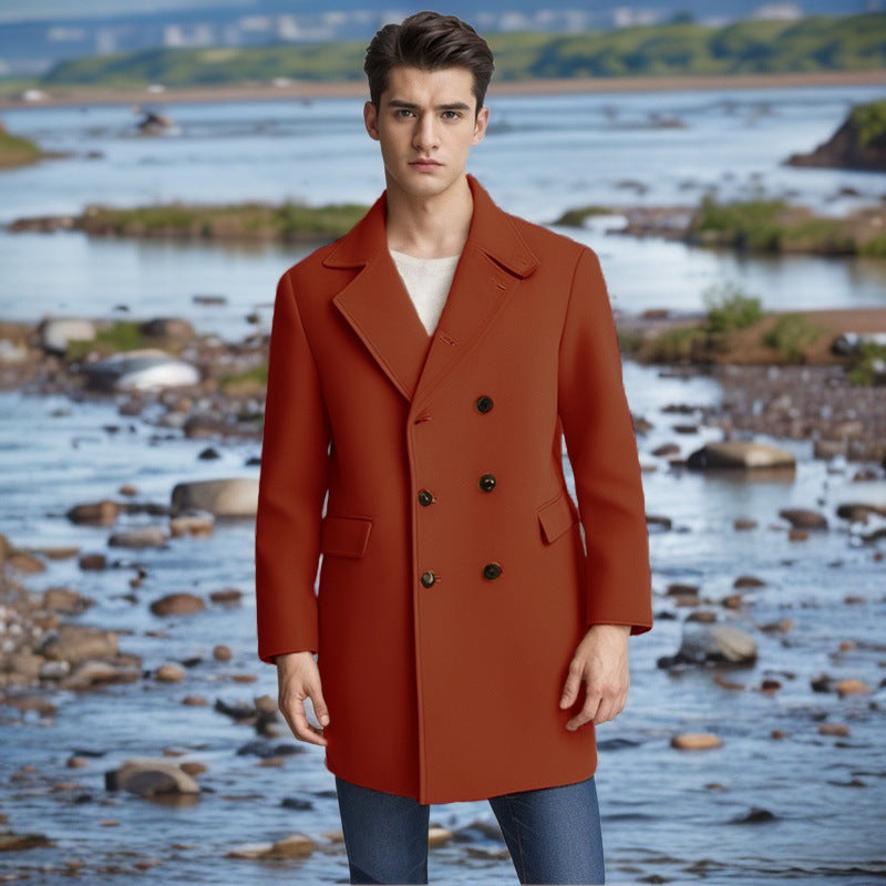 Herren eleganter Doppelt-geknöpfter Wollmantel Krohn-e