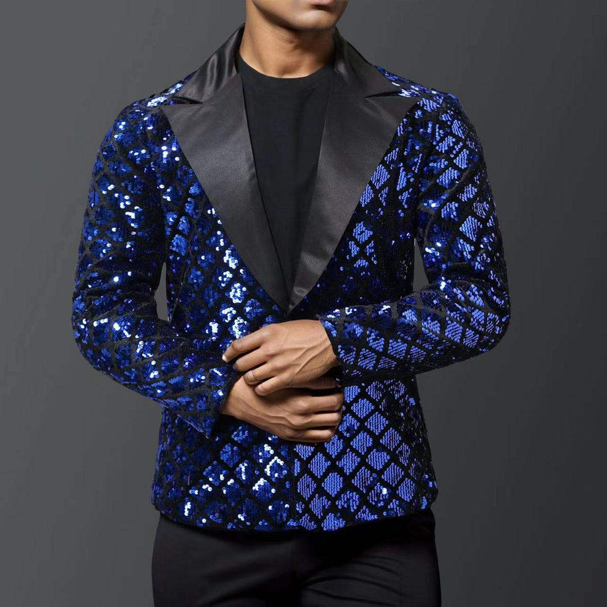 Herren glitzernder Smokingblazer mit luxuriösen Paillettenmustern Krohn-e