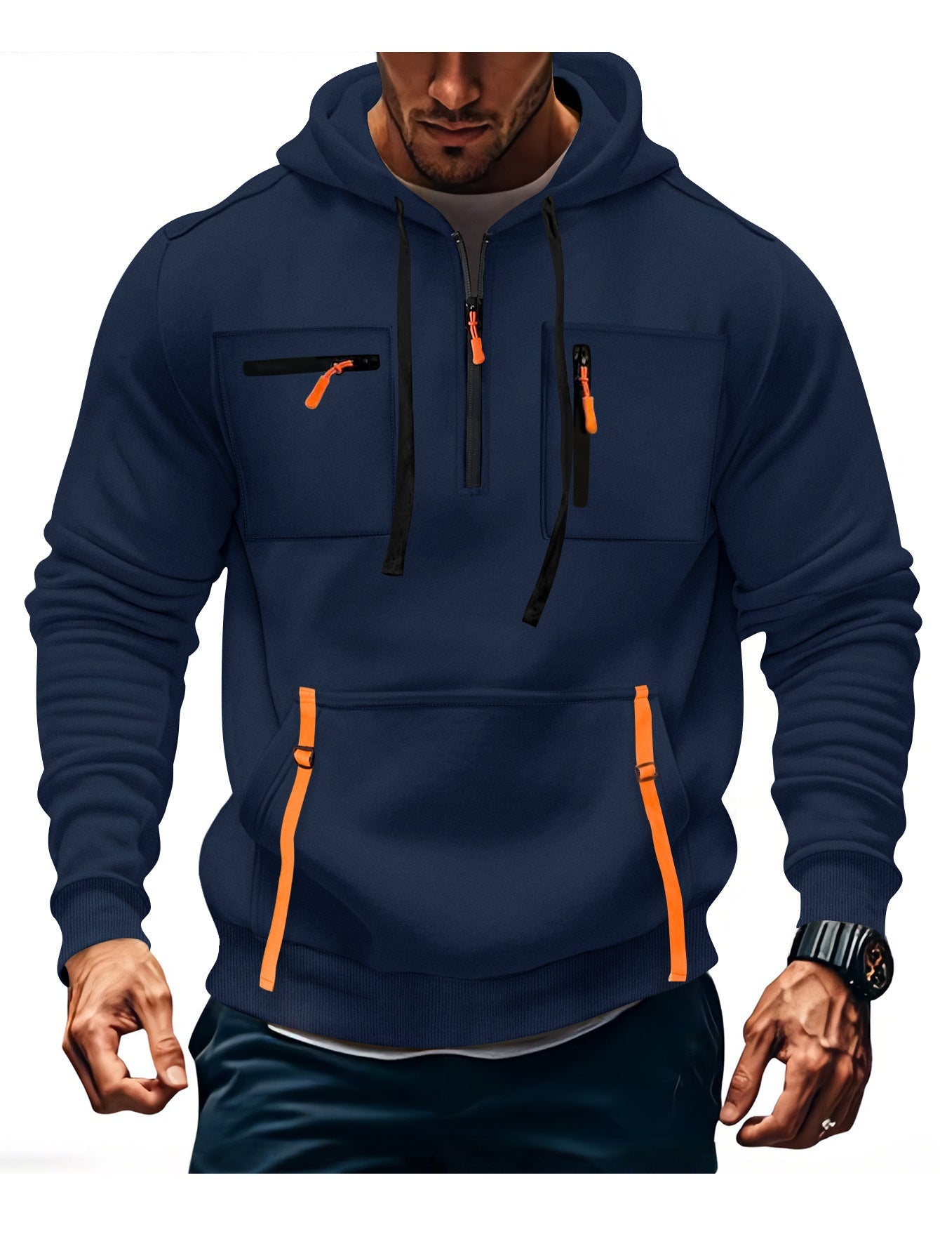 Herren modischer Kapuzenpullover mit funktionalen Reißverschlusstaschen Krohn-e