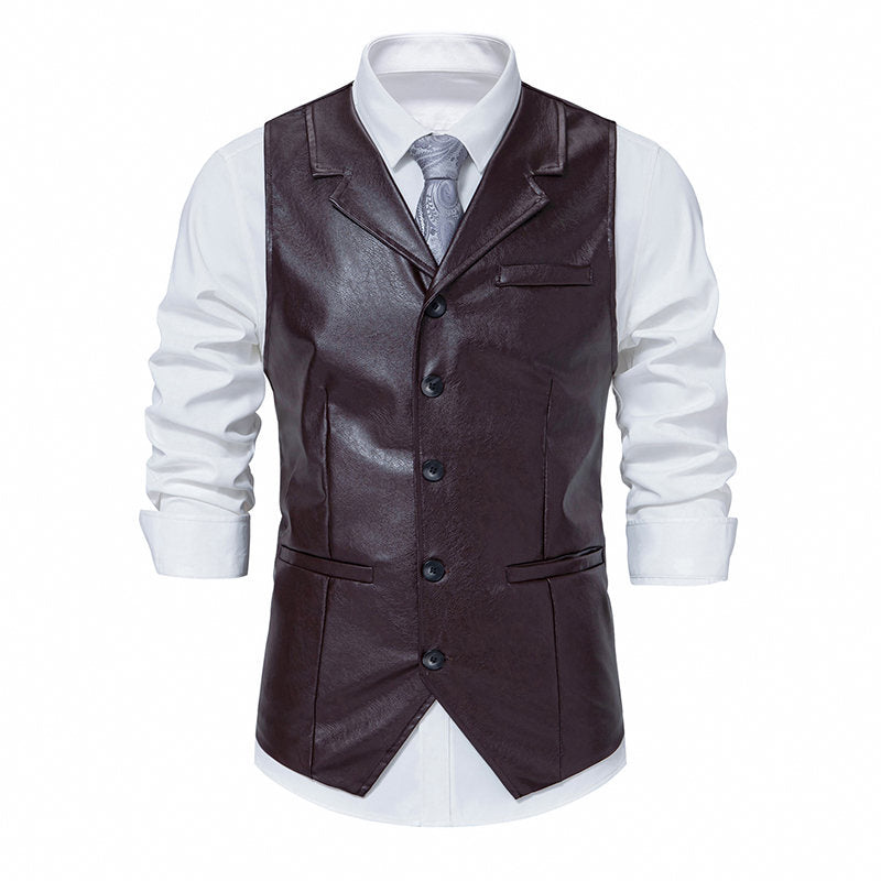 Herren elegante Kunstlederweste Krohn-e