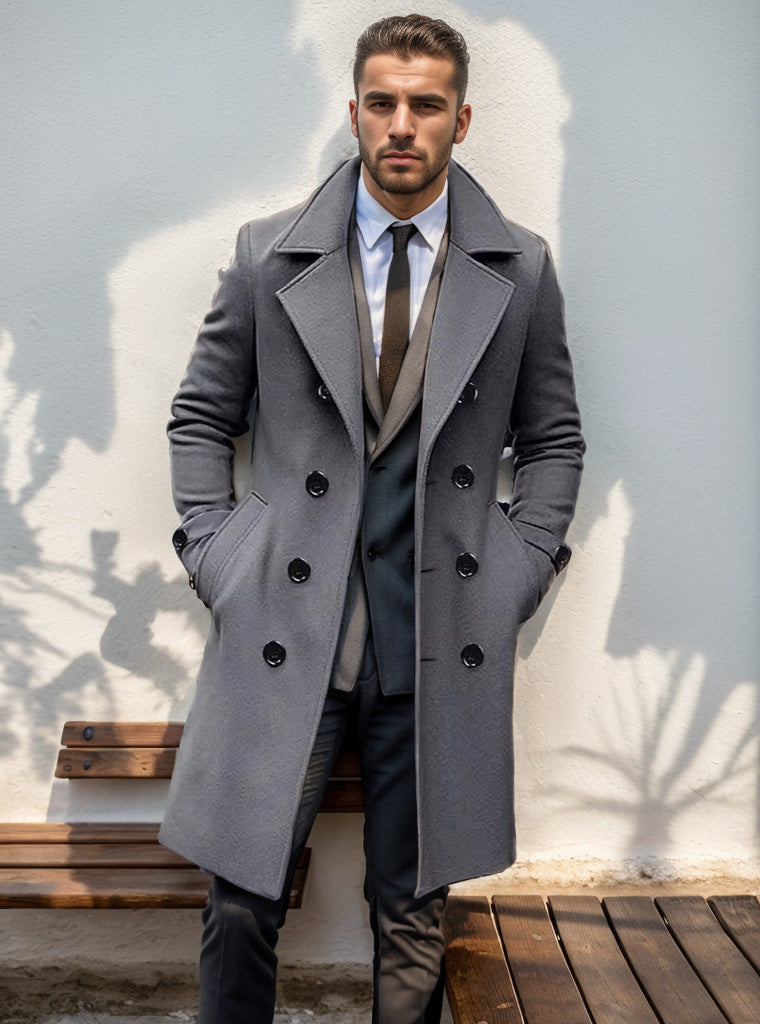 Herren eleganter Wolltrenchcoat mit doppelter Knopfleiste Krohn-e
