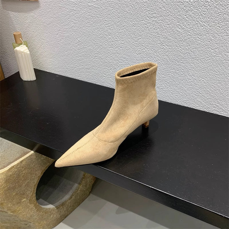 Damen Elegante Ankle-Boots aus weichem Wildleder mit modischem Stiletto Krohn-e