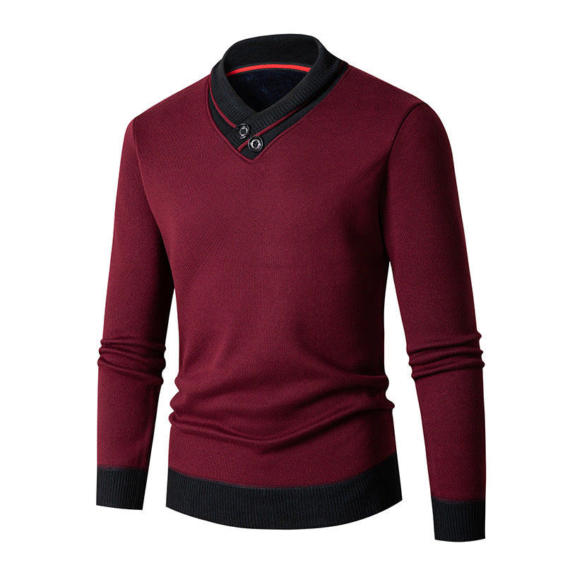 Herren Pullover mit modernem Schalkragen und Knopfdetails Krohn-e