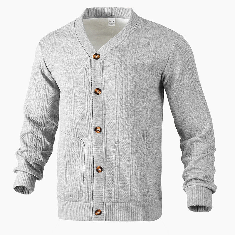 Herren Strickjacke mit hochwertigem Strukturmuster und modernen Knöpfen Krohn-e