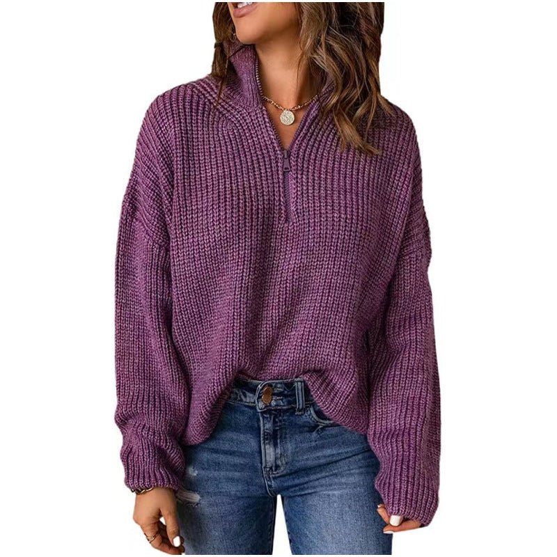 Damen Strickpullover mit kurzem Reißverschluss Krohn-e