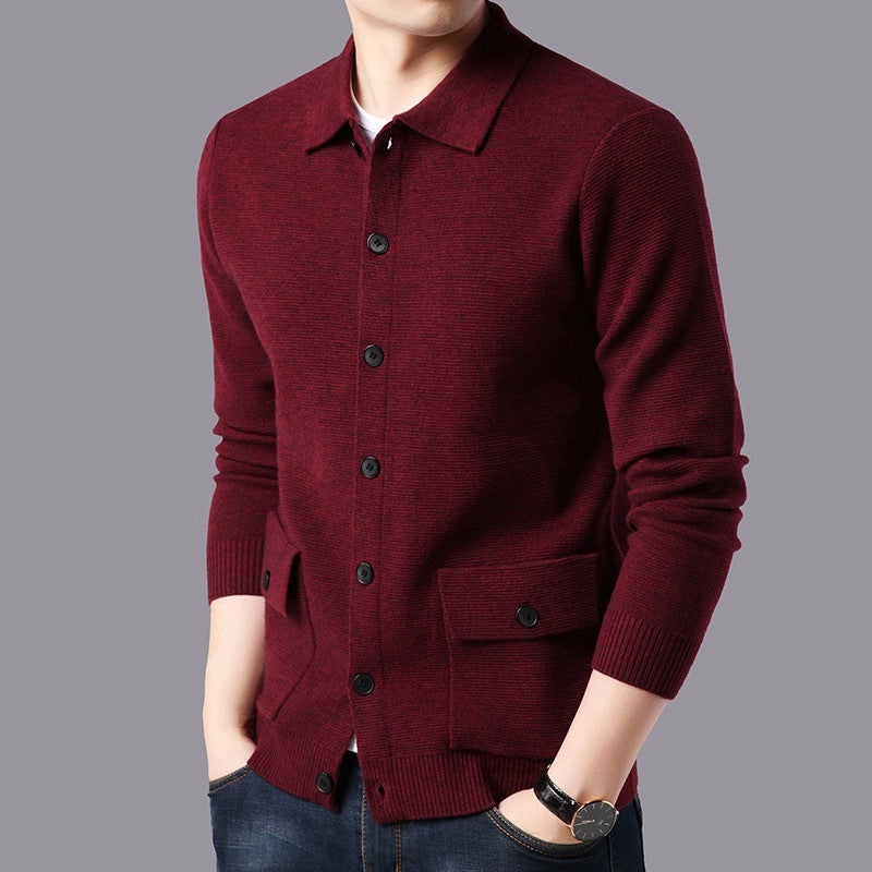 Herren Strukturierte Strickjacke mit Knopfverschluss und praktischen Taschen Krohn-e