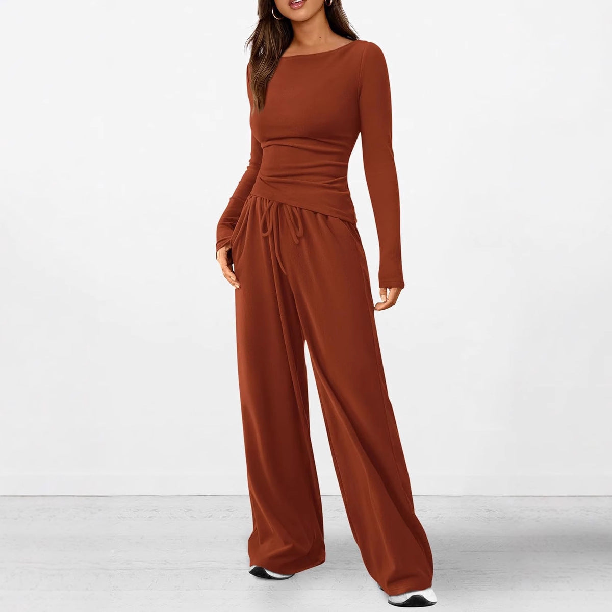 Damen elegantes und bequemes Lounge-Set mit langem Arm und elastischem Bund Krohn-e