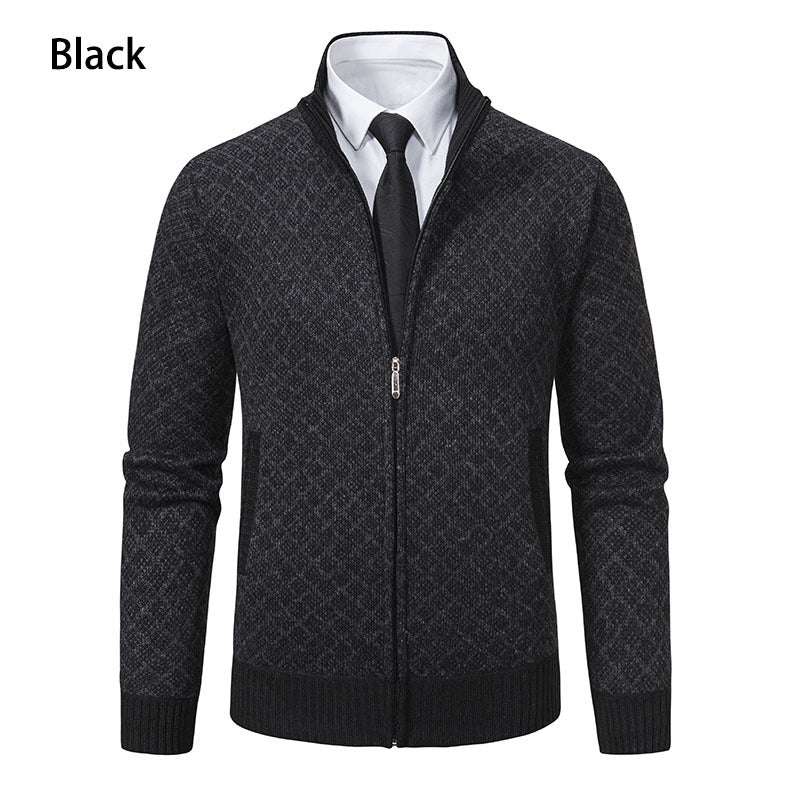 Herren Strickjacke mit Reißverschluss und modernem Rautenmuster Krohn-e