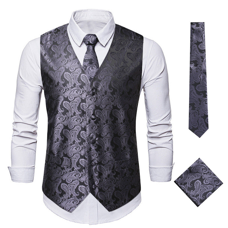 Herren elegante Anzugweste mit eleganten Paisley-Muster und passendem Zubehör Krohn-e