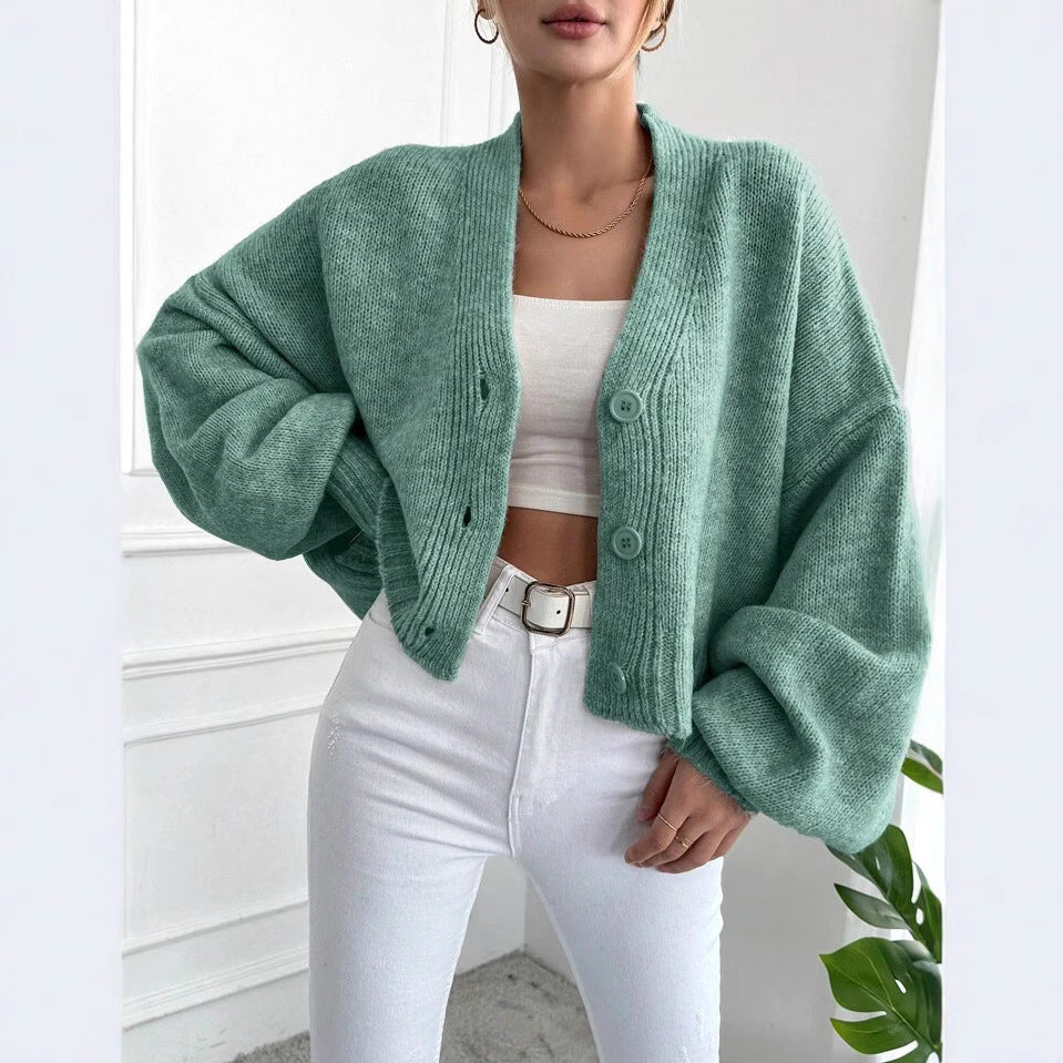 Damen Oversized Strickjacke mit Knopfdesign und weitem Schnitt Krohn-e