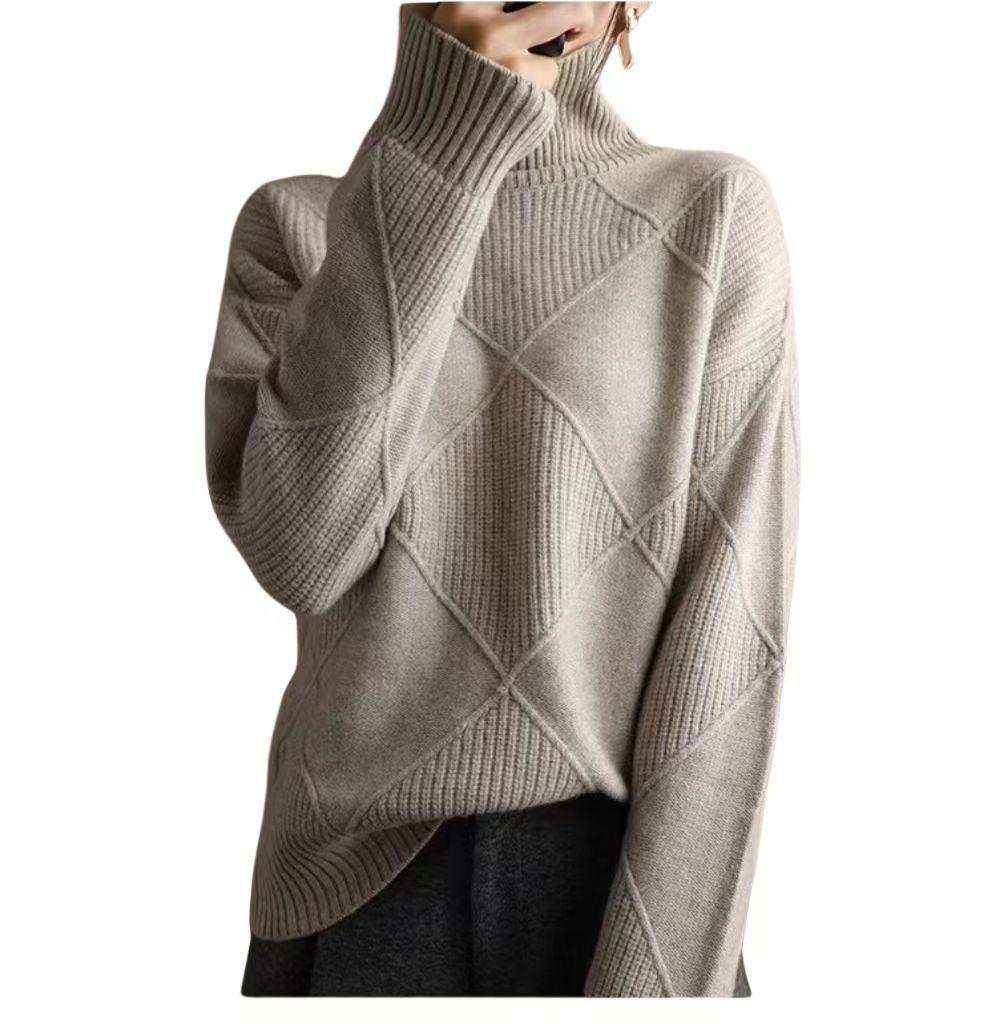 Damen Grobstrickpullover mit schickem Rollkragen und strukturiertem Muster Krohn-e