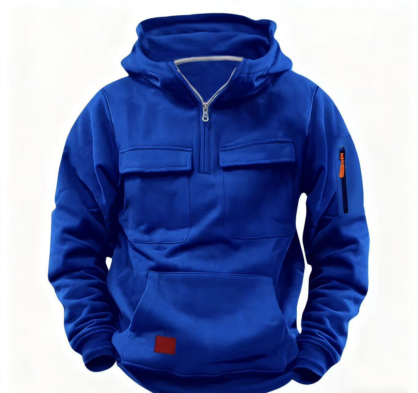 Herren funktionale Kapuzenjacke mit Reißverschluss und praktischen Taschen Krohn-e