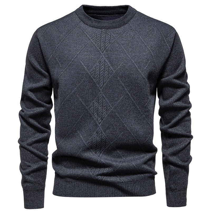 Herren Strickpullover mit strukturiertem Rautenmuster und klassischem Rundhalsausschnitt Krohn-e