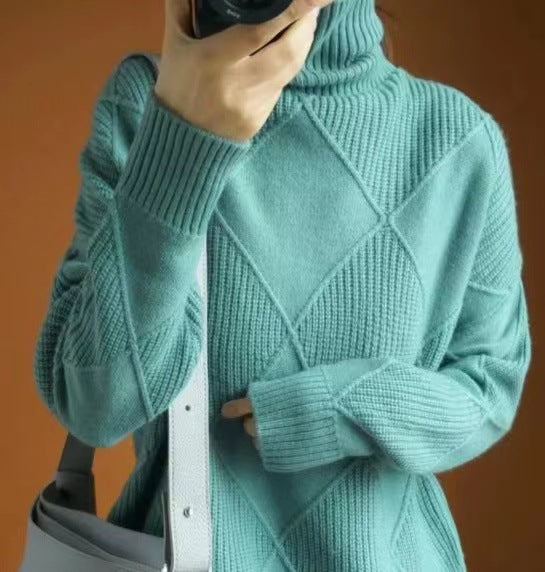 Damen Grobstrickpullover mit schickem Rollkragen und strukturiertem Muster Krohn-e