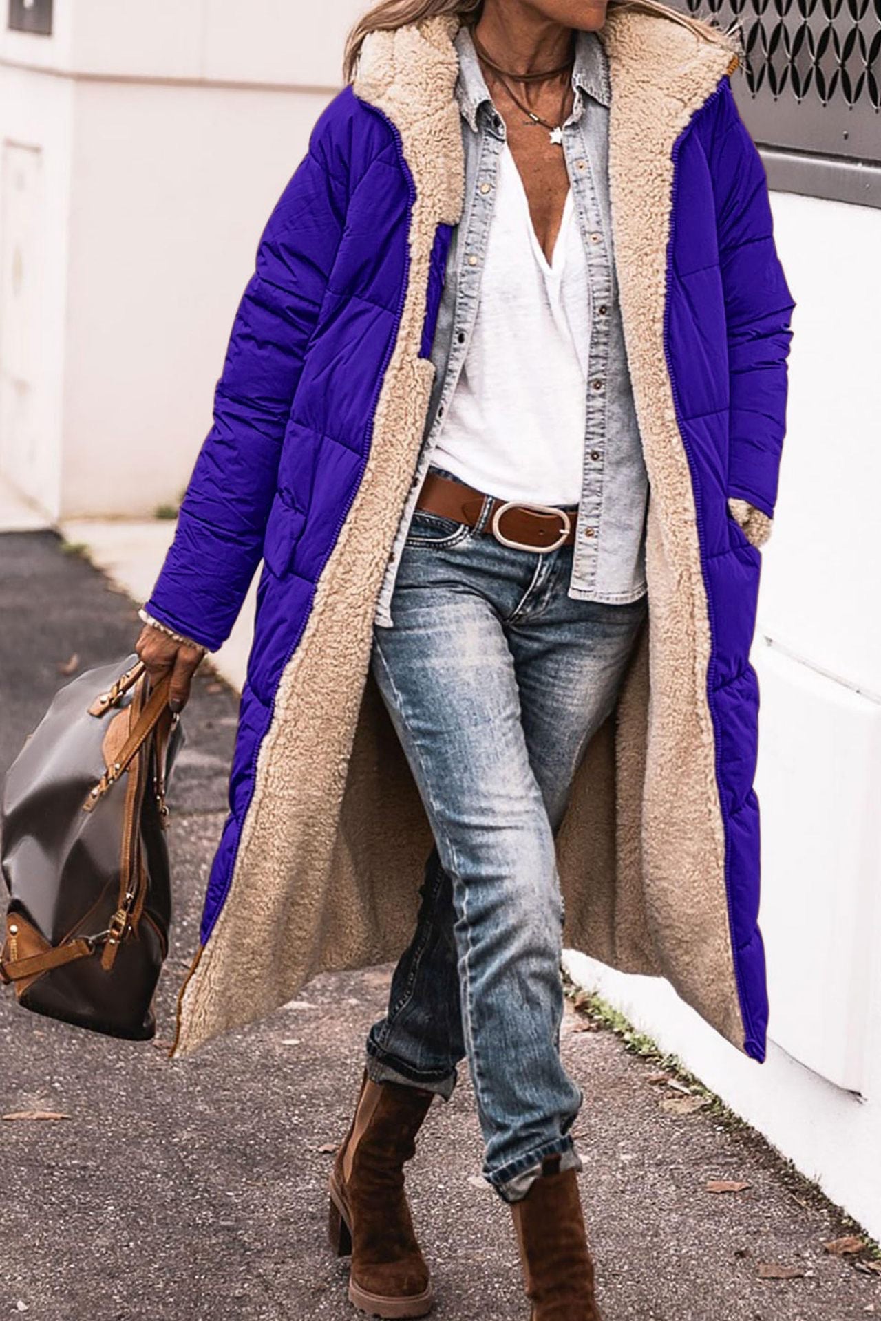 Damen Lange gefütterte Winterjacke mit luxuriösem Innenfutter Krohn-e