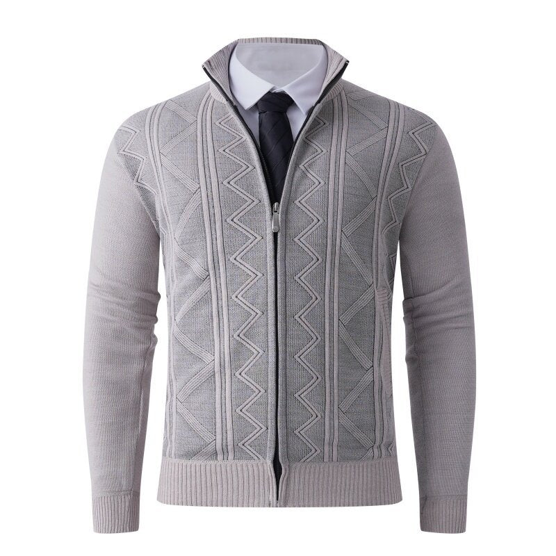 Herren Strickjacke mit modernem Zipper und eleganten Mustern Krohn-e