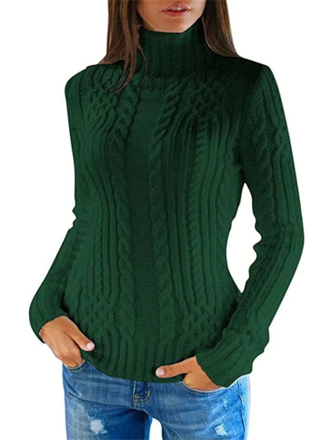 Damen Rolkragenpullover mit Zopfmuster und bequemer Passform Krohn-e