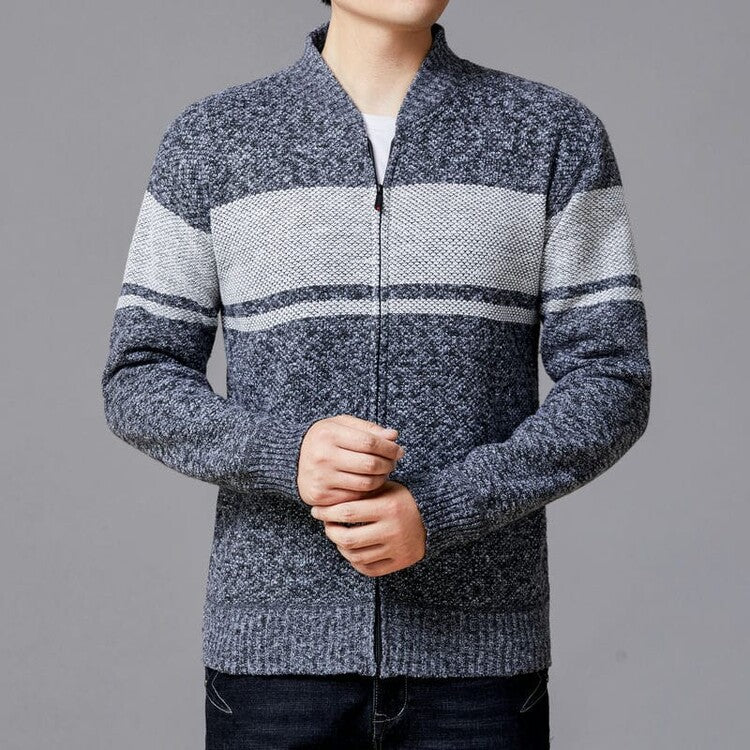 Herren Strickjacke mit modernem Zipper und strukturiertem Design Krohn-e