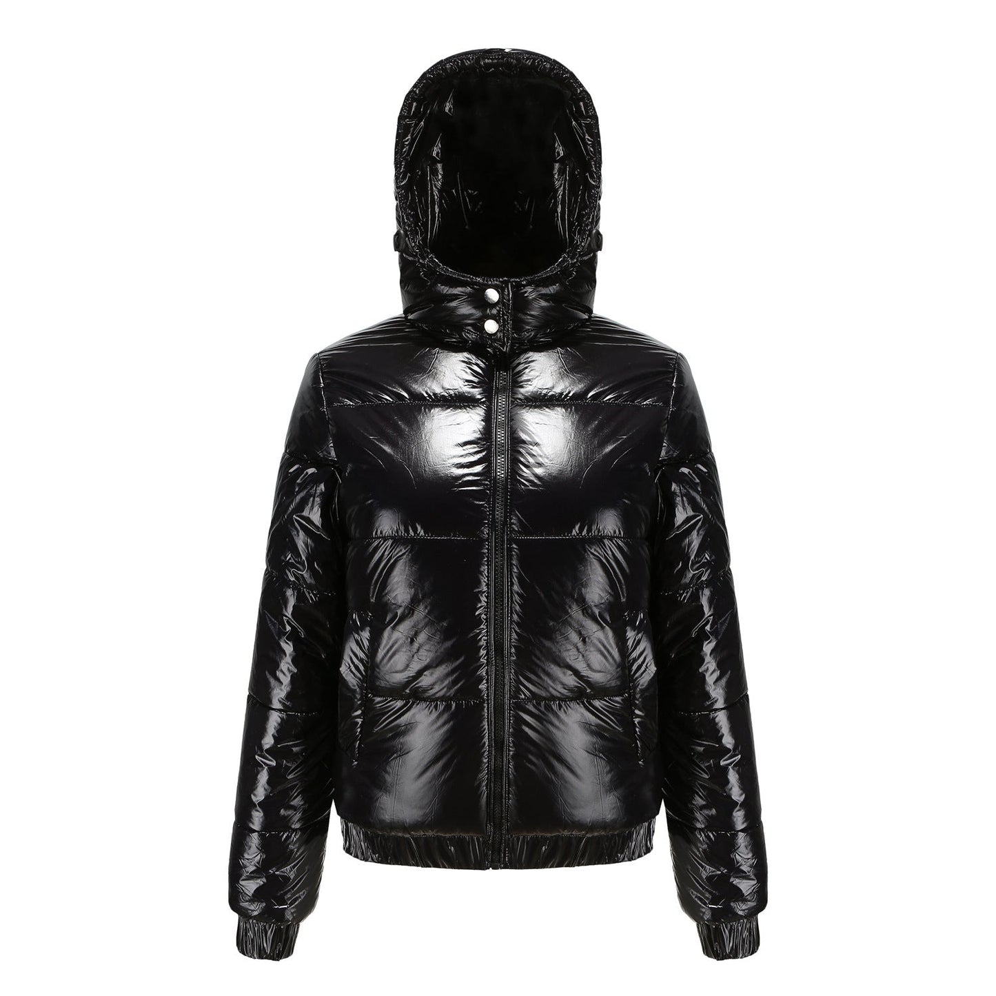 Damen Hochglänzende Steppjacke mit abnehmbarer Kapuze Krohn-e