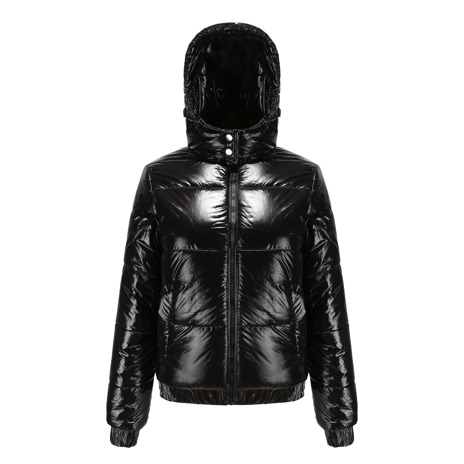 Damen Hochglänzende Steppjacke mit abnehmbarer Kapuze Krohn-e