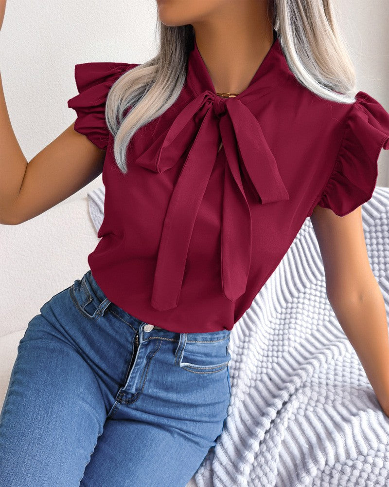 Damen Bluse mit Rüschendetails und schickem Schleifenelement Krohn-e