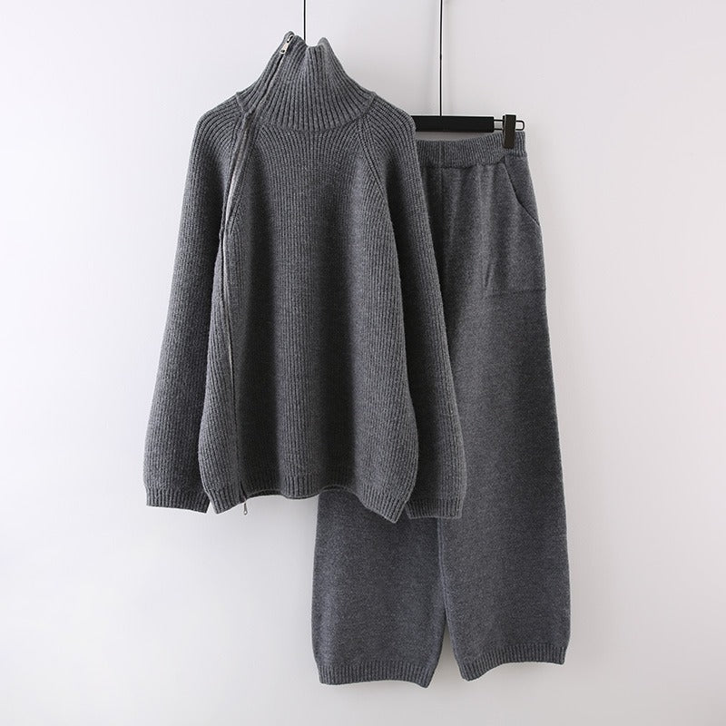 Damen Strickensemble mit Rollkragen und Reißverschluss Krohn-e