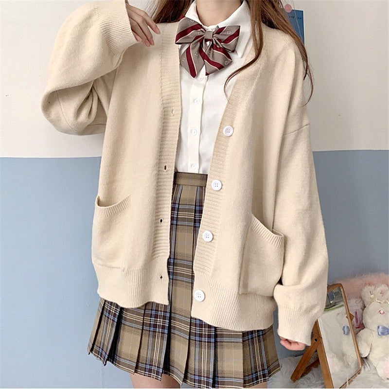 Damen Grob gestrickter Cardigan mit Taschen und V-Ausschnitt Krohn-e