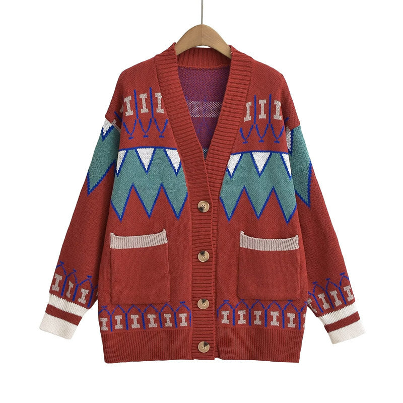 Damen Strickjacke mit kreativem Muster und praktischen Taschen Krohn-e