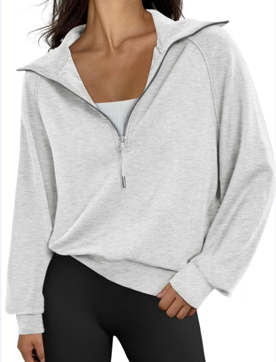 Damen lässiger Sweatpullover mit hohem Kragen und Reißverschluss Krohn-e