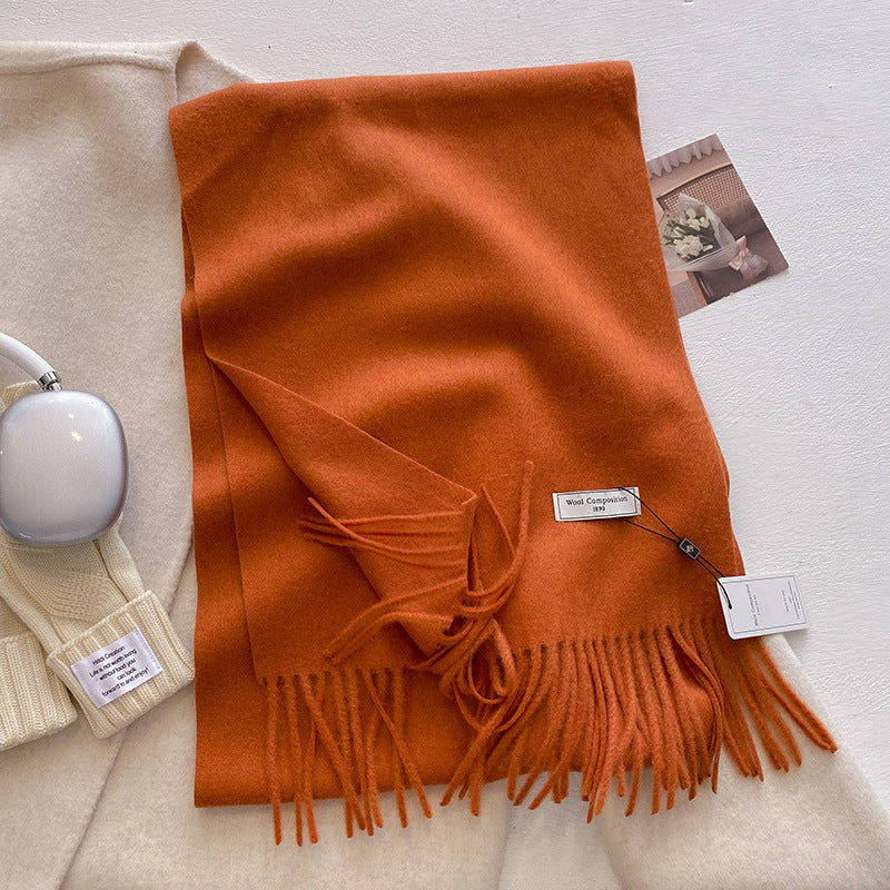 KROHN-E Damen Schal Quasten Weich Vielseitig Uni Elegant