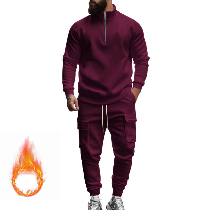 Herren Sportliches Fleece-Set mit funktionalem Reißverschluss und Cargo-Hosen Krohn-e