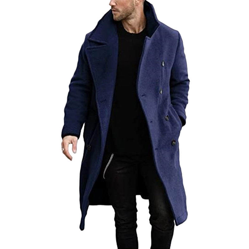 Herren trendiger Wollmantel mit strukturierter Oberfläche und praktischen Taschen Krohn-e