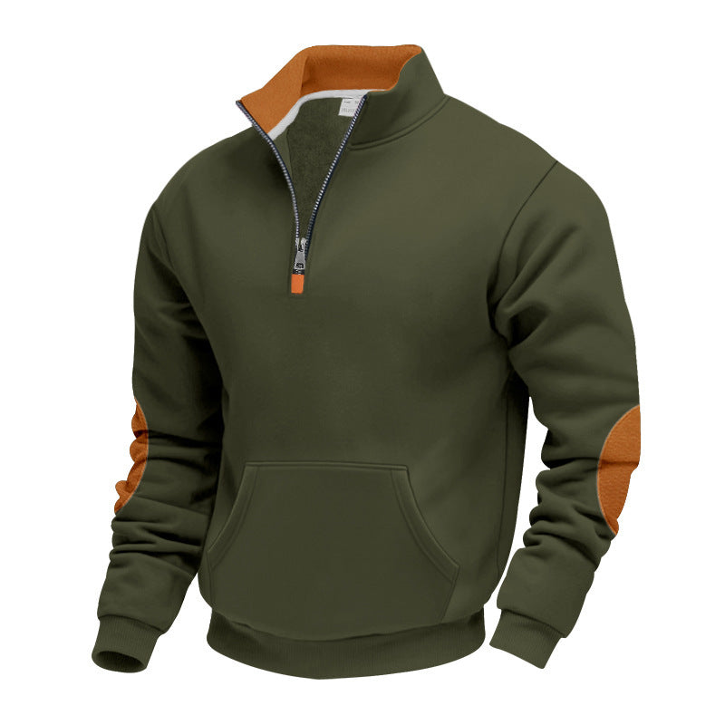 Herren Hochwertiger Stehkragenpullover aus atmungsaktivem Material mit Reißverschluss und Kontrastakzenten Krohn-e