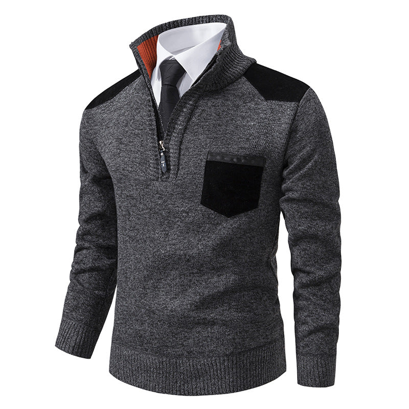 Herren eleganter Strickpullover mit Kragen und Taschen Krohn-e
