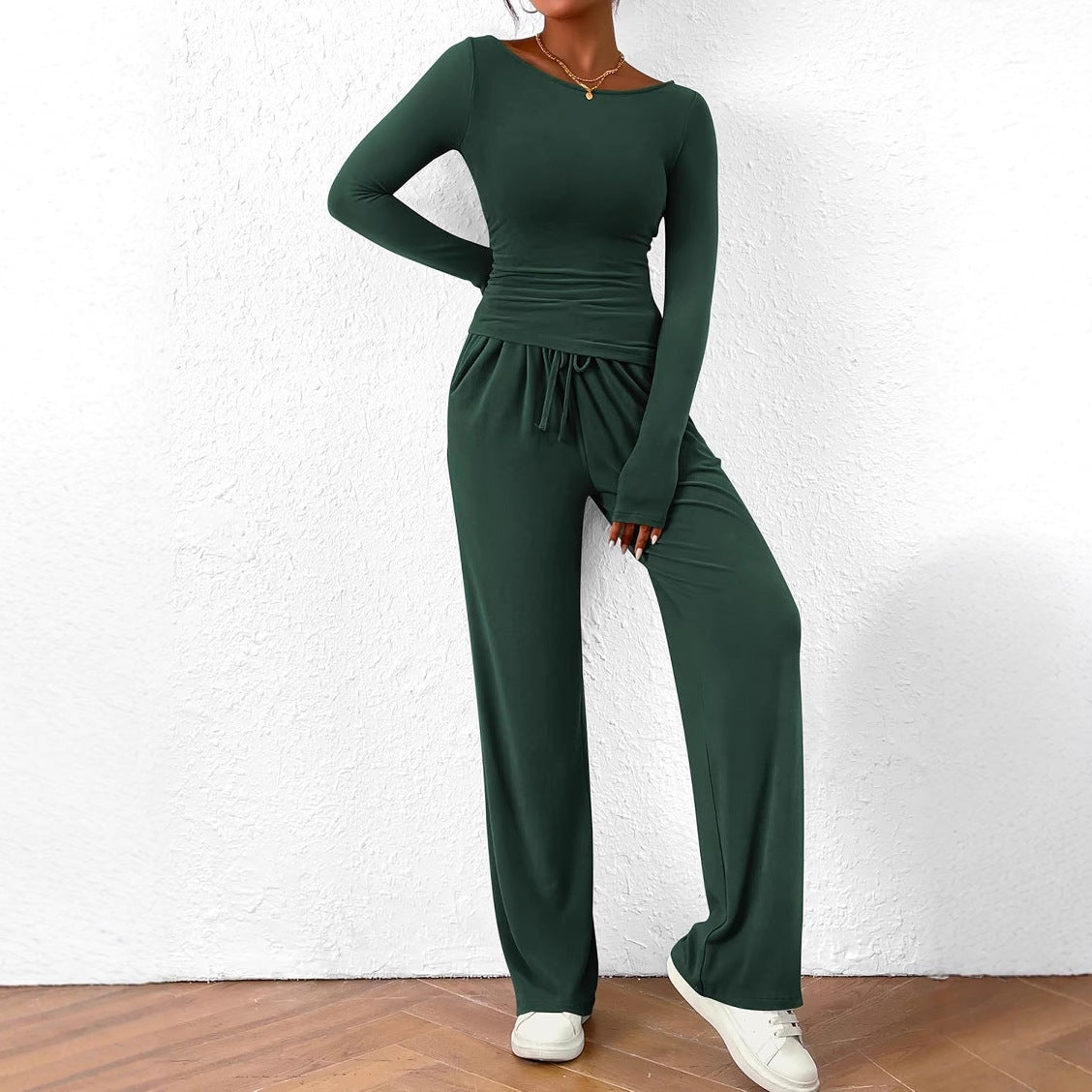 Damen elegantes und bequemes Lounge-Set mit langem Arm und elastischem Bund Krohn-e