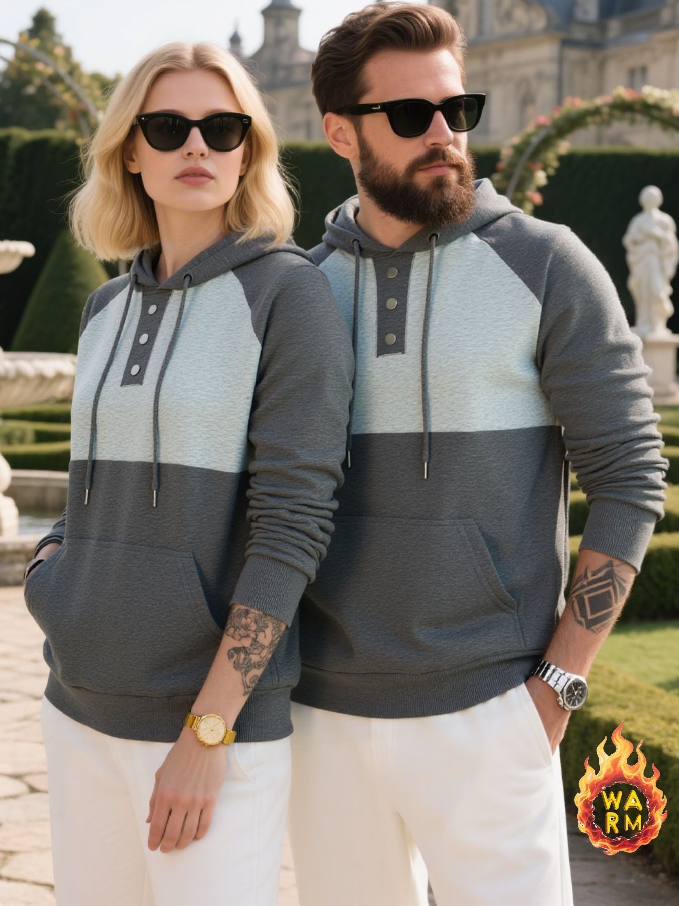 Herren Hoodie mit Knopfleiste und sportlichem Design Krohn-e